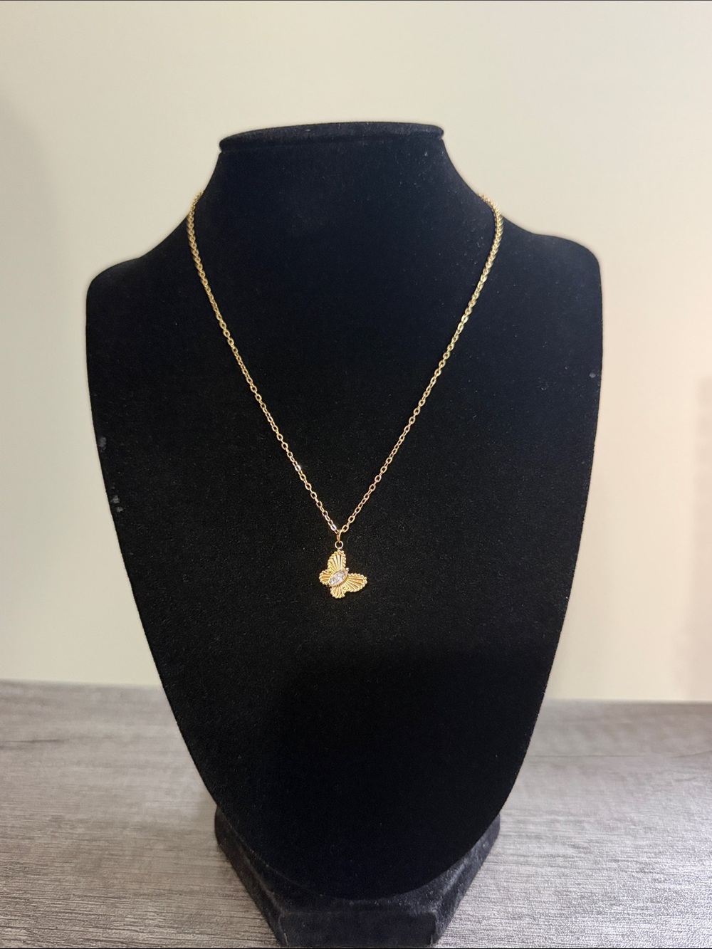 GP SS Butterfly Stone Pendant Necklace